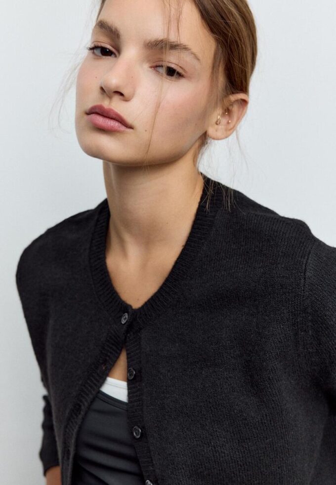 Soft-Touch strikket cardigan med knapper