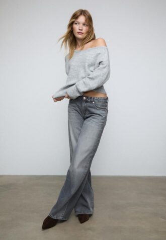 Soft-Touch strikket genser med båthals