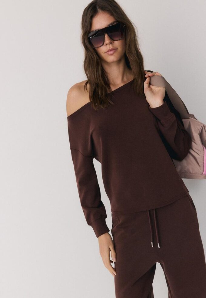 Soft-Touch-sweatshirt med bare skuldre