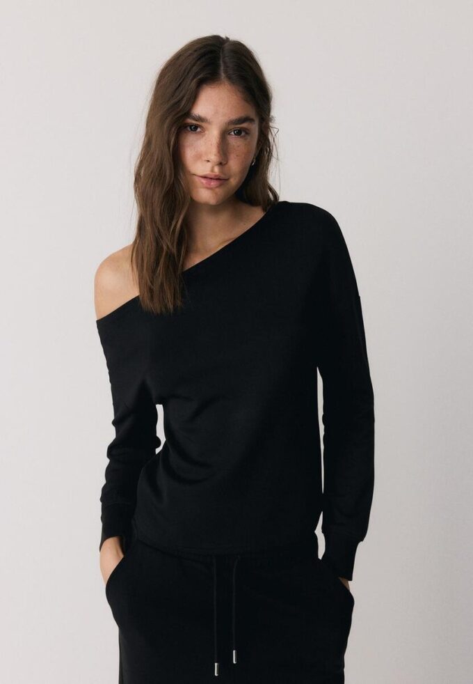 Soft-Touch-sweatshirt med bare skuldre
