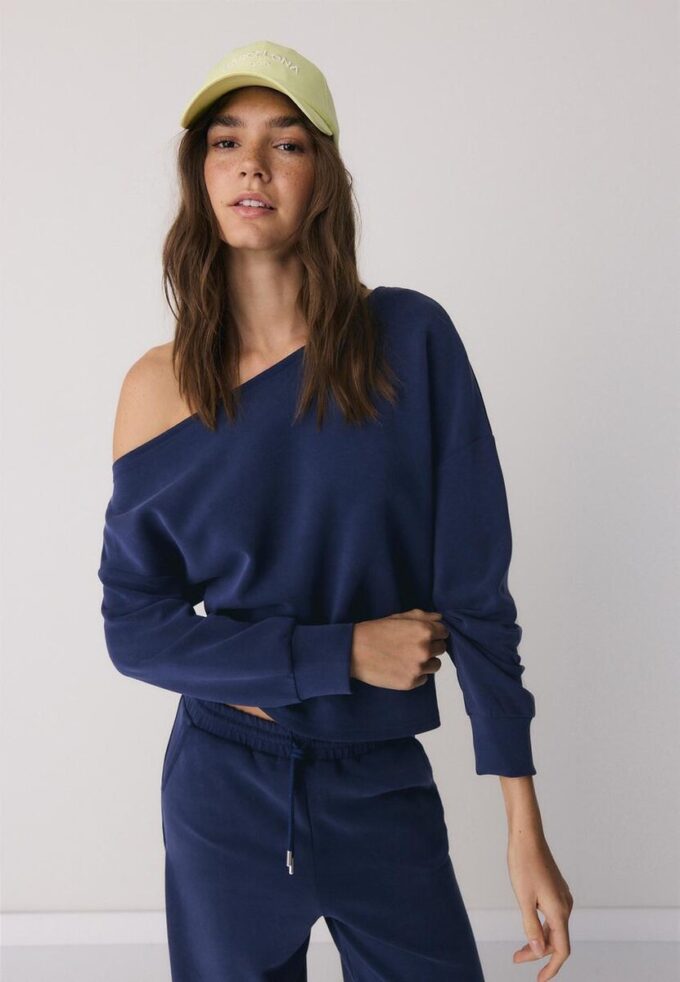 Soft-Touch-sweatshirt med bare skuldre