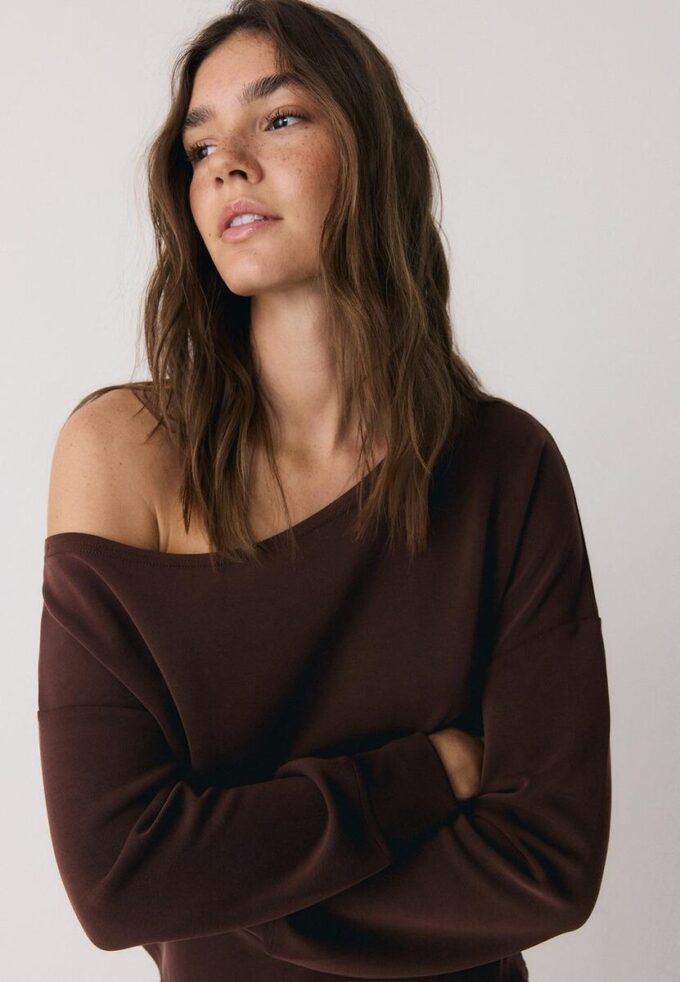 Soft-Touch-sweatshirt med bare skuldre