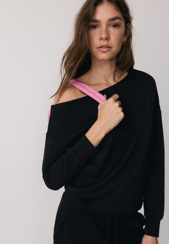 Soft-Touch-sweatshirt med bare skuldre