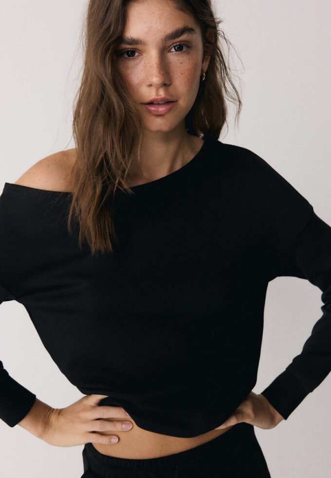 Soft-Touch-sweatshirt med bare skuldre