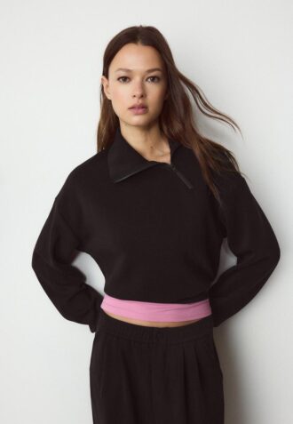 Soft-Touch-Sweatshirt med glidelås i siden