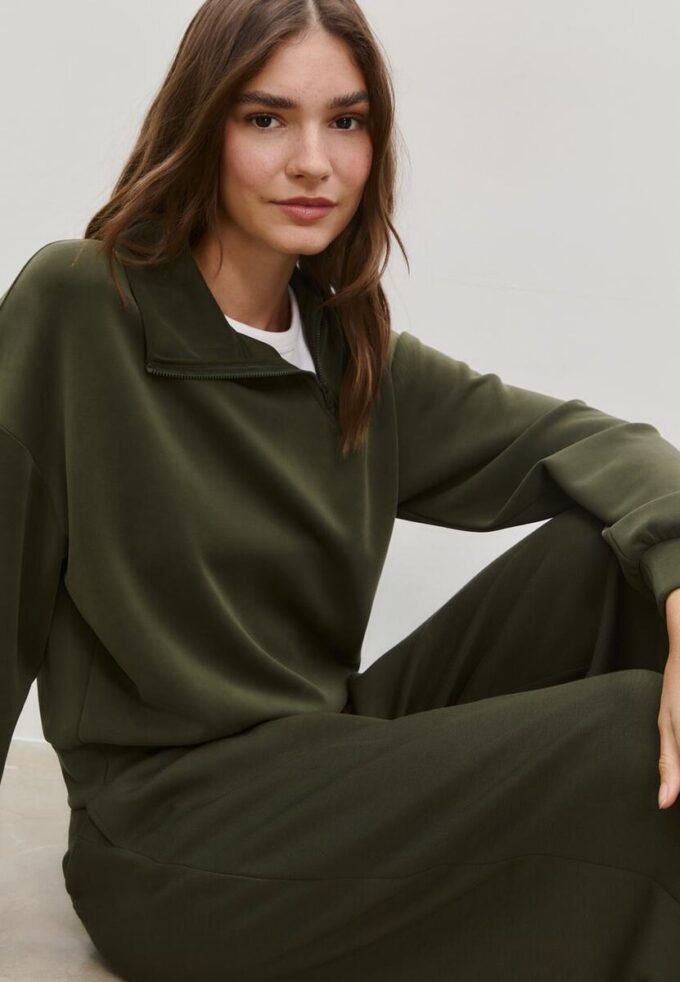 Soft-Touch-Sweatshirt med glidelås i siden