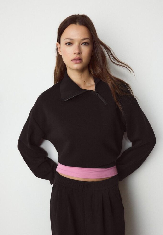 Soft-Touch-Sweatshirt med glidelås i siden