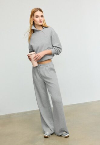 Soft-Touch-Sweatshirt med glidelås i siden