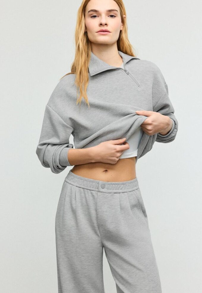 Soft-Touch-Sweatshirt med glidelås i siden