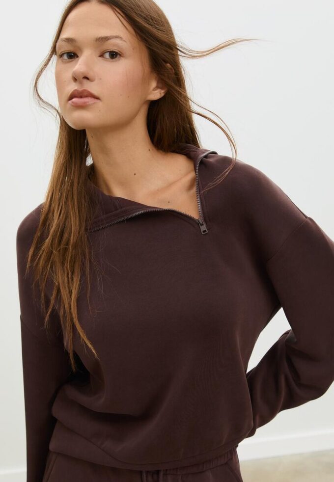 Soft-Touch-Sweatshirt med glidelås i siden