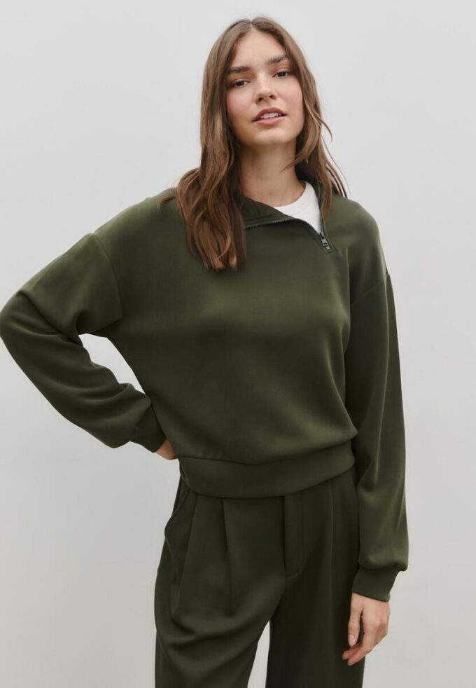 Soft-Touch-Sweatshirt med glidelås i siden