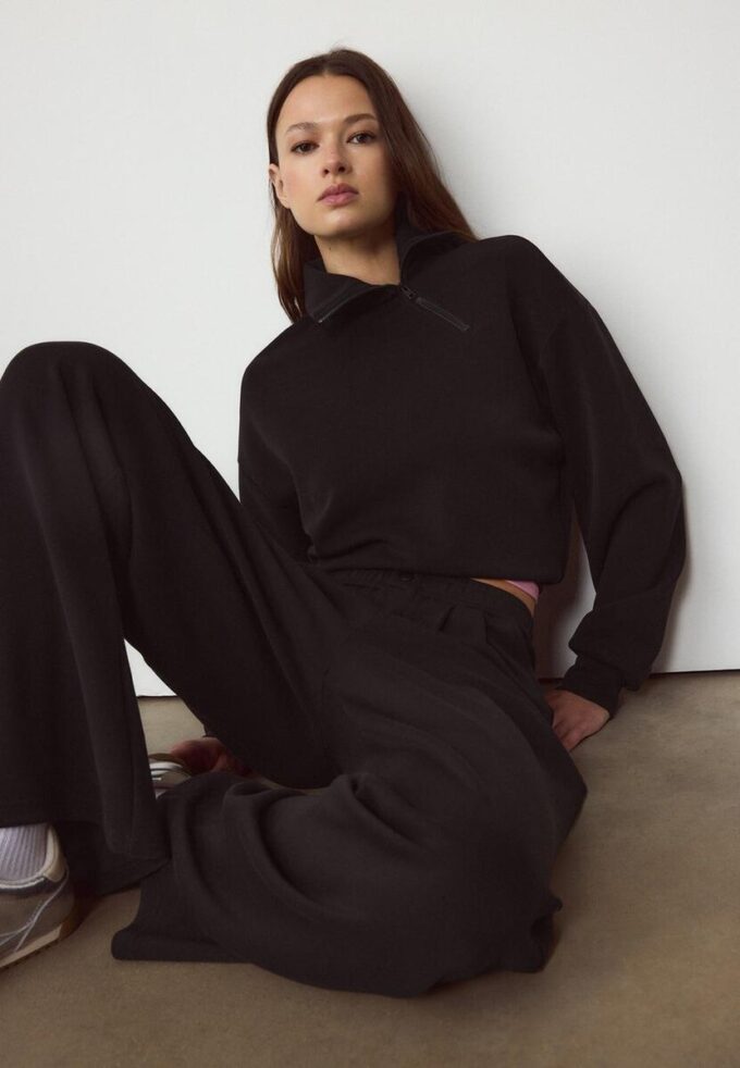 Soft-Touch-Sweatshirt med glidelås i siden