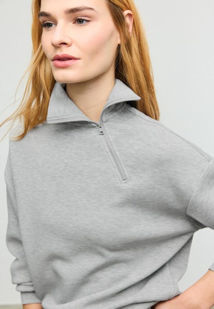 Soft-Touch-Sweatshirt med glidelås i siden