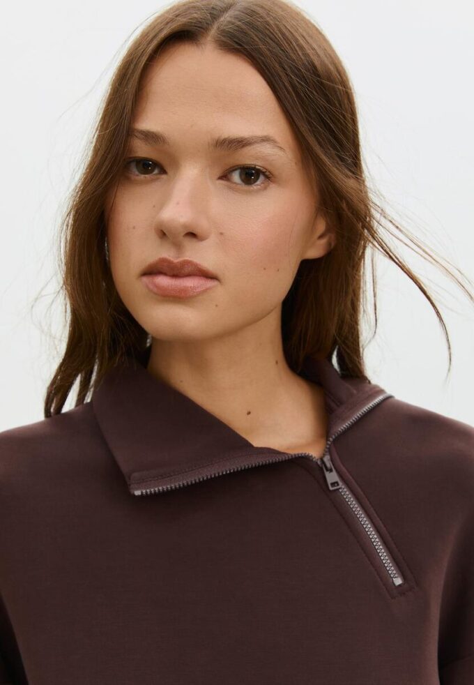 Soft-Touch-Sweatshirt med glidelås i siden