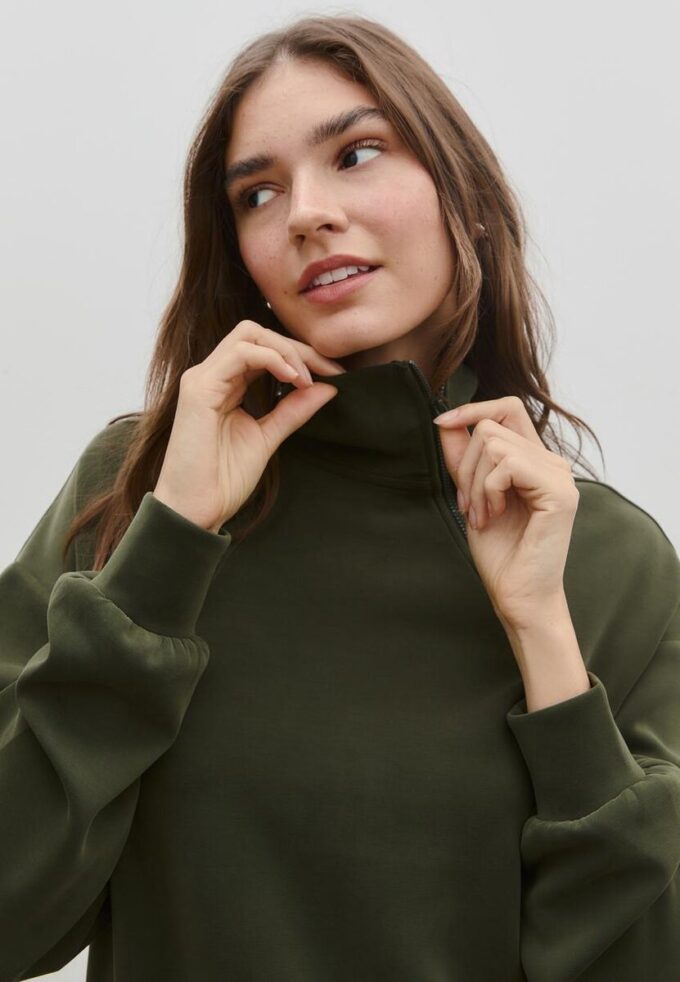 Soft-Touch-Sweatshirt med glidelås i siden