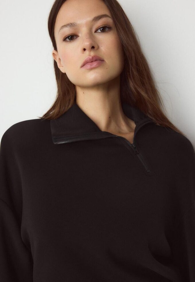 Soft-Touch-Sweatshirt med glidelås i siden