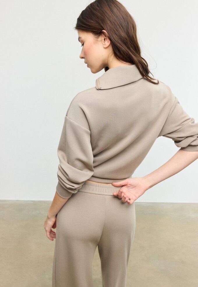 Soft-Touch-Sweatshirt med glidelås i siden