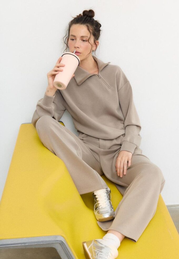 Soft-Touch-Sweatshirt med glidelås i siden