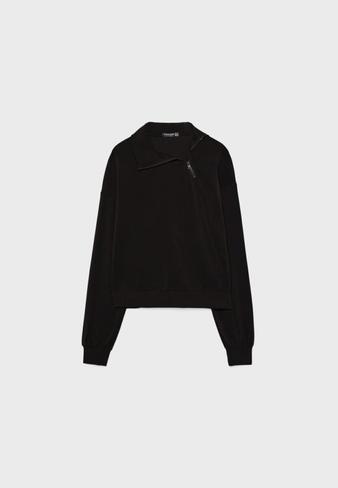 Soft-Touch-Sweatshirt med glidelås i siden