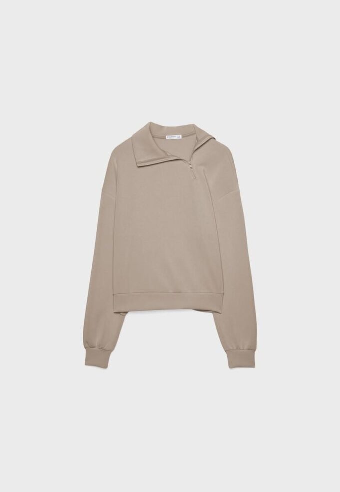 Soft-Touch-Sweatshirt med glidelås i siden