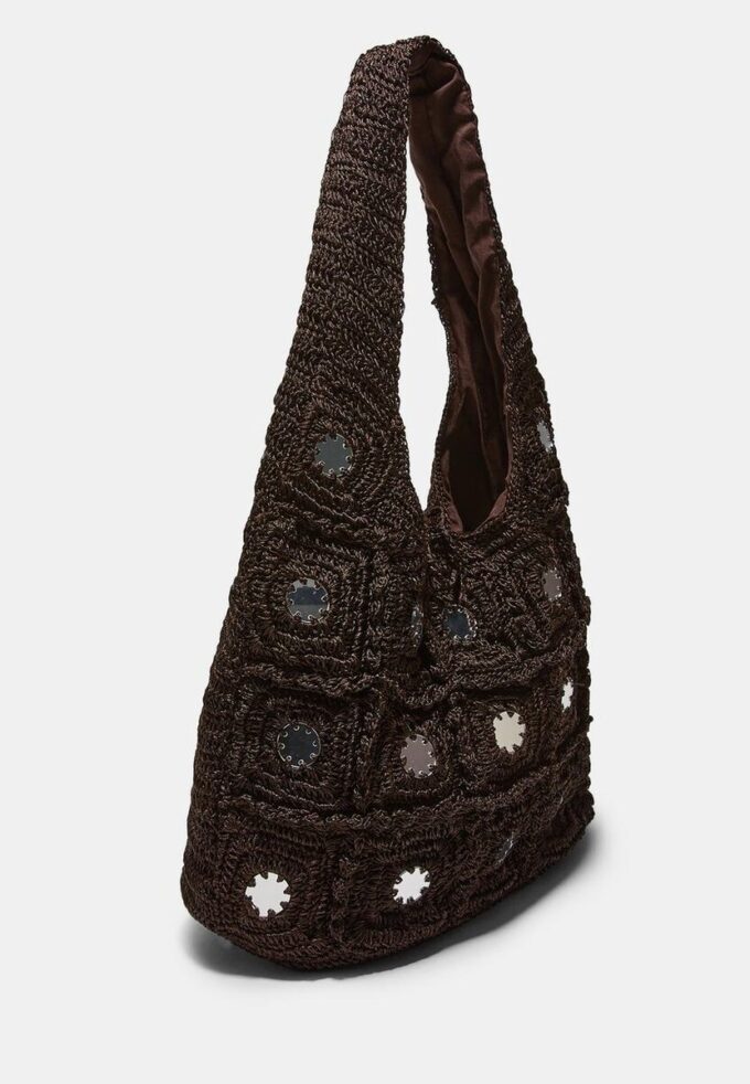 Stor skulderveske med speil