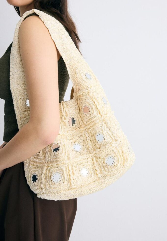 Stor skulderveske med speil