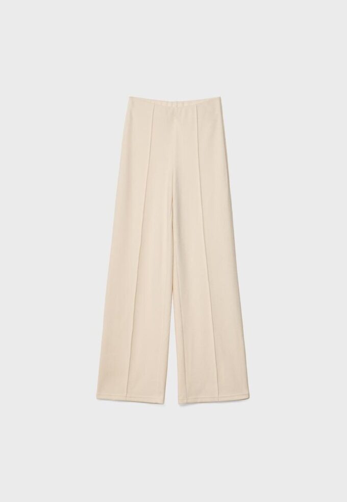 Strikkede bukser med sømdetaljer