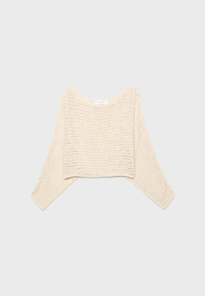 Strikkegenser i kapestil med bånd