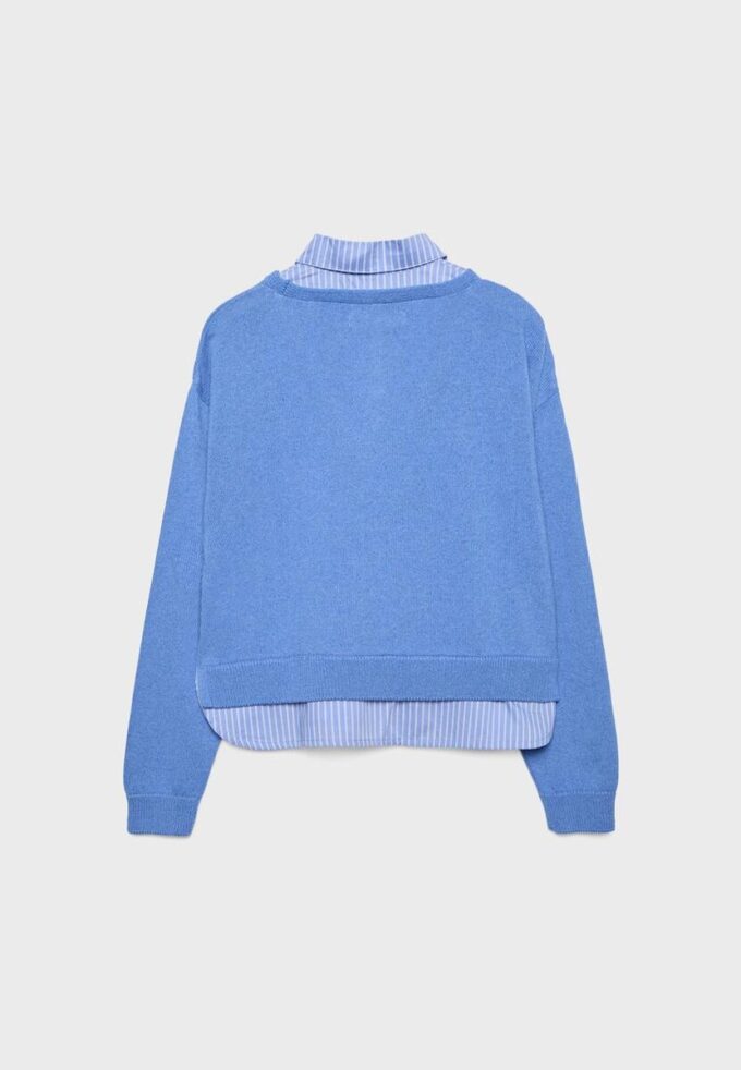 Strikkegenser i to stoffer