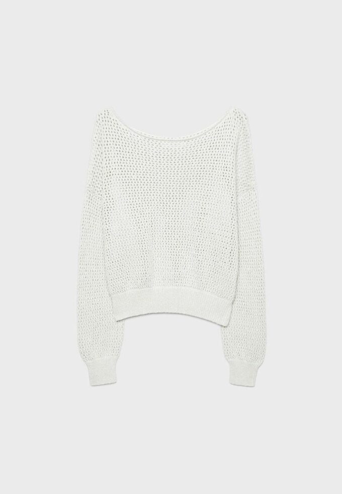 Strikkegenser med båthals