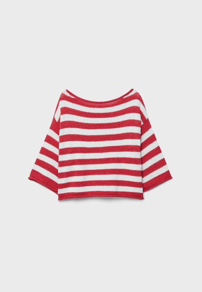 Strikkegenser med båthals