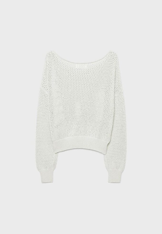 Strikkegenser med båthals