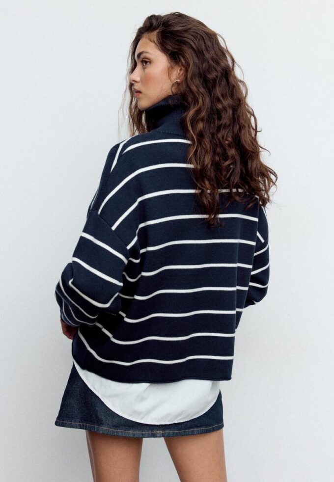 Strikkegenser med glidelås