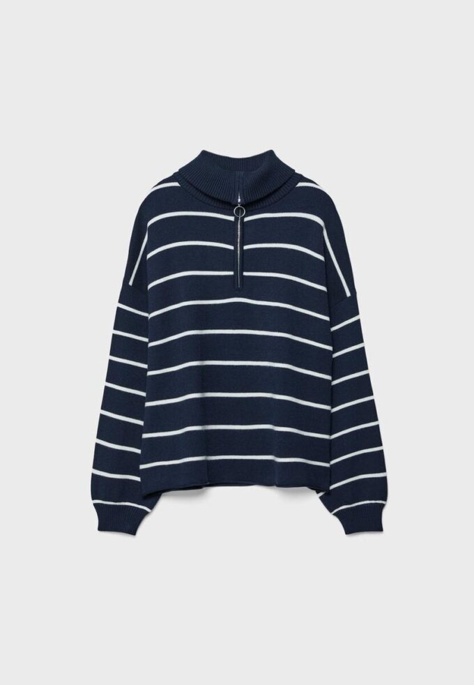 Strikkegenser med glidelås