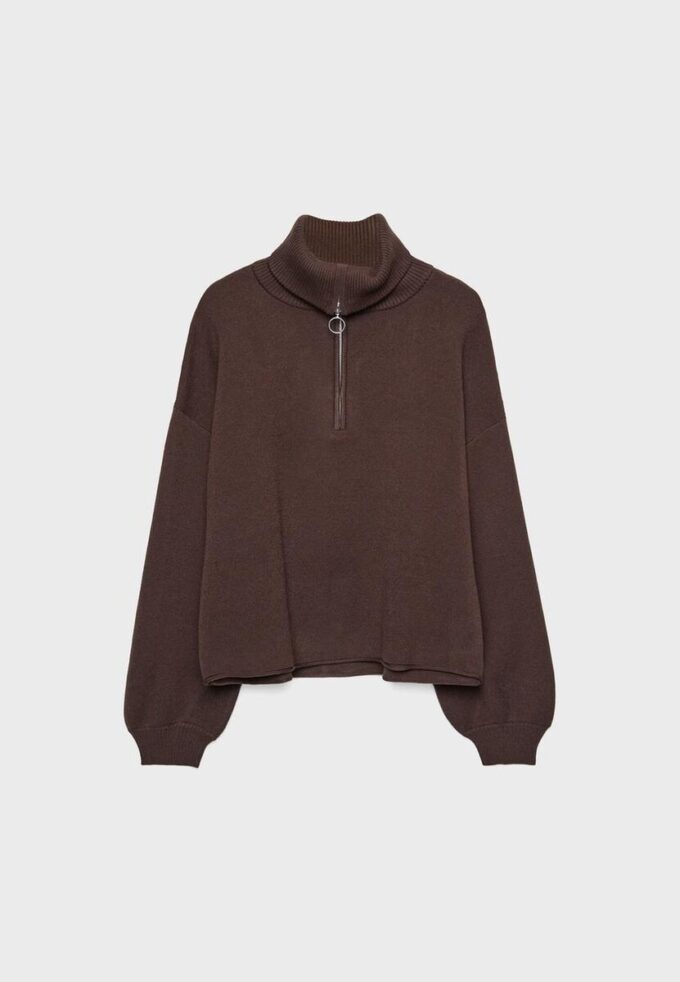 Strikkegenser med glidelås