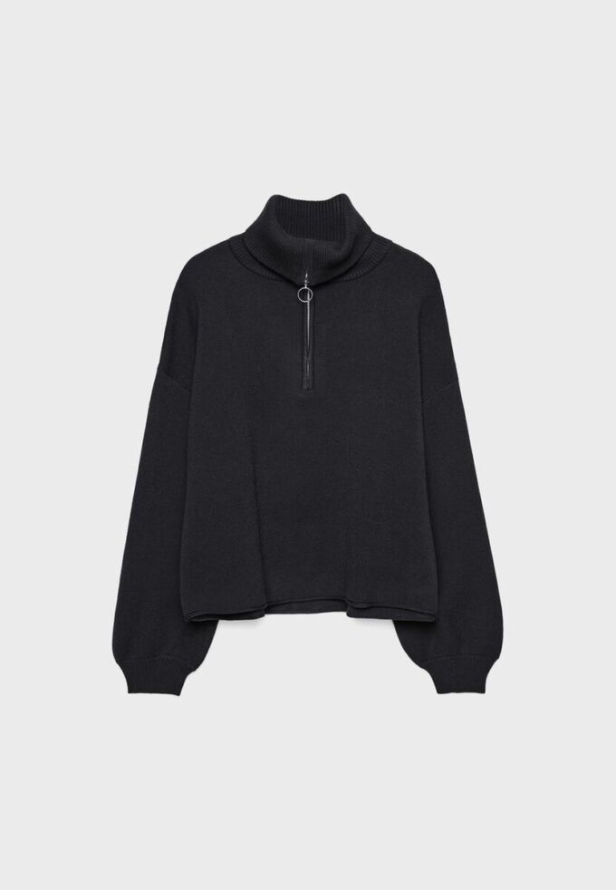 Strikkegenser med glidelås