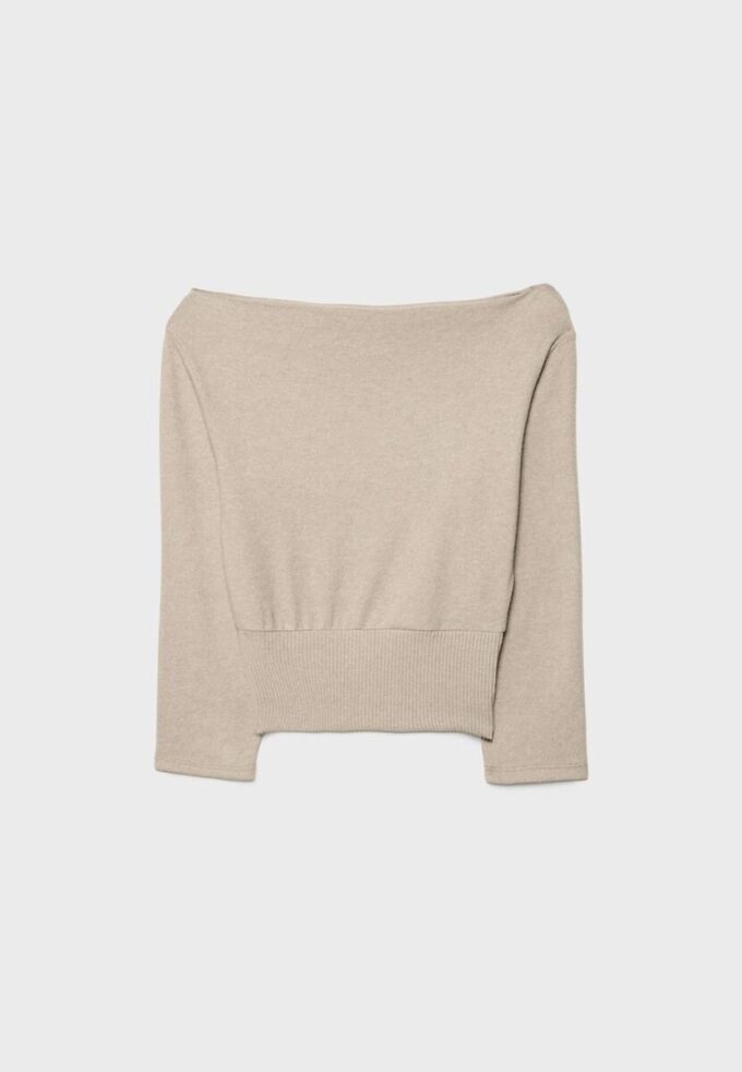 Strikket T-skjorte med båthals og belte