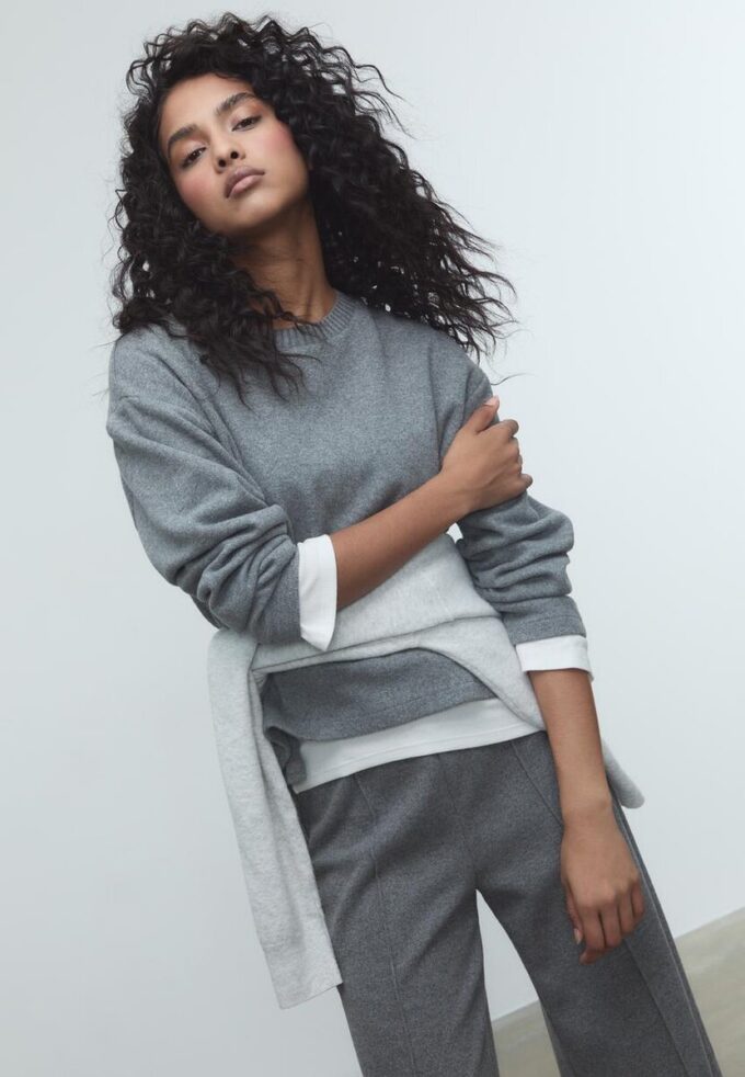 Strikket T-skjorte med rund hals