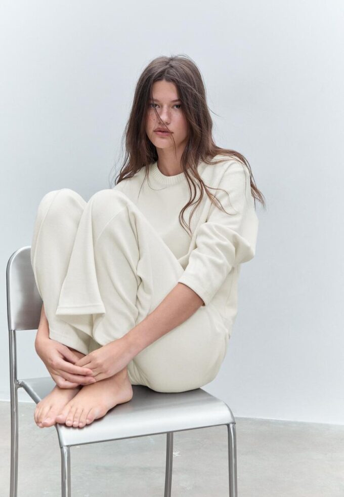 Strikket T-skjorte med rund hals