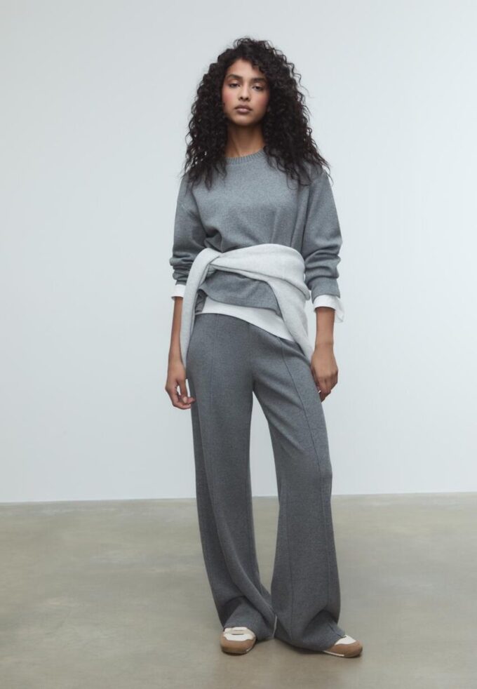 Strikket T-skjorte med rund hals