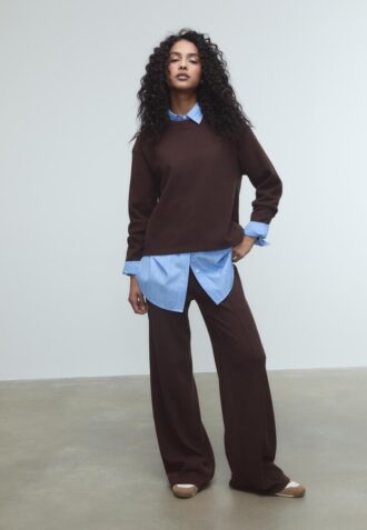 Strikket T-skjorte med rund hals