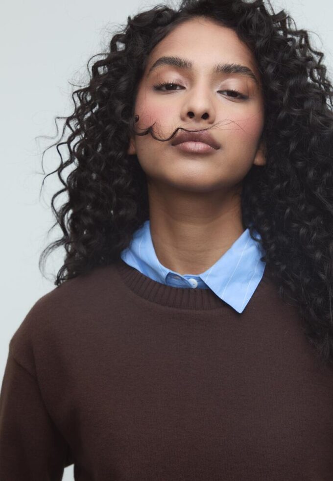 Strikket T-skjorte med rund hals