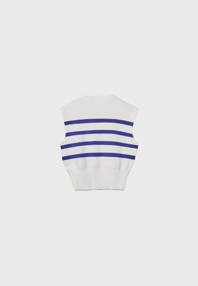 Strikket topp med rund hals