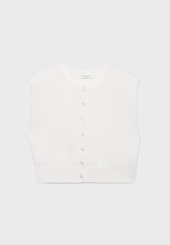 Strikket vest med polstrede skuldre