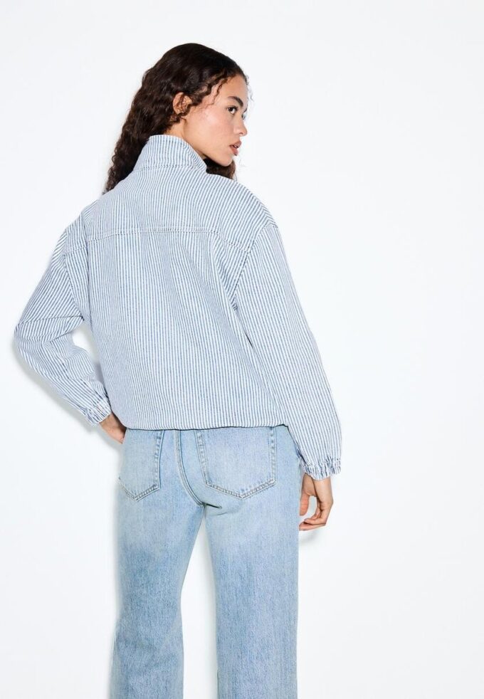 Stripet denimjakke