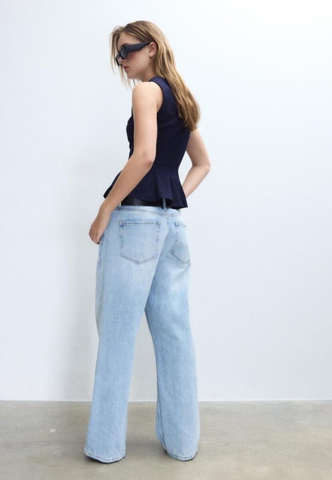 Stripet, ermeløs peplum-topper