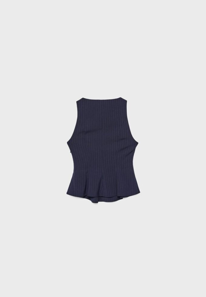 Stripet, ermeløs peplum-topper