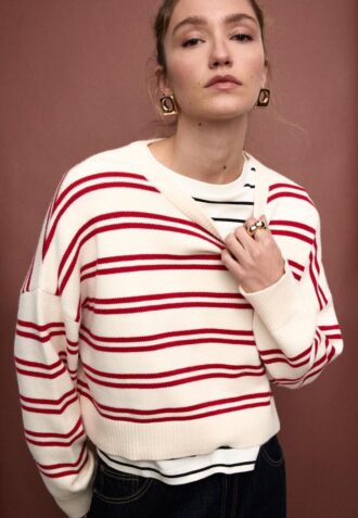 Stripet kort strikket genser