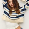 Stripet kort strikket genser