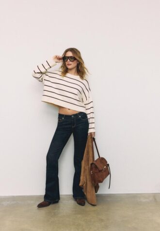 Stripet kort strikket genser